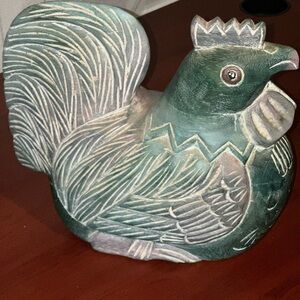 Handcrafted Green Rooster Figurine